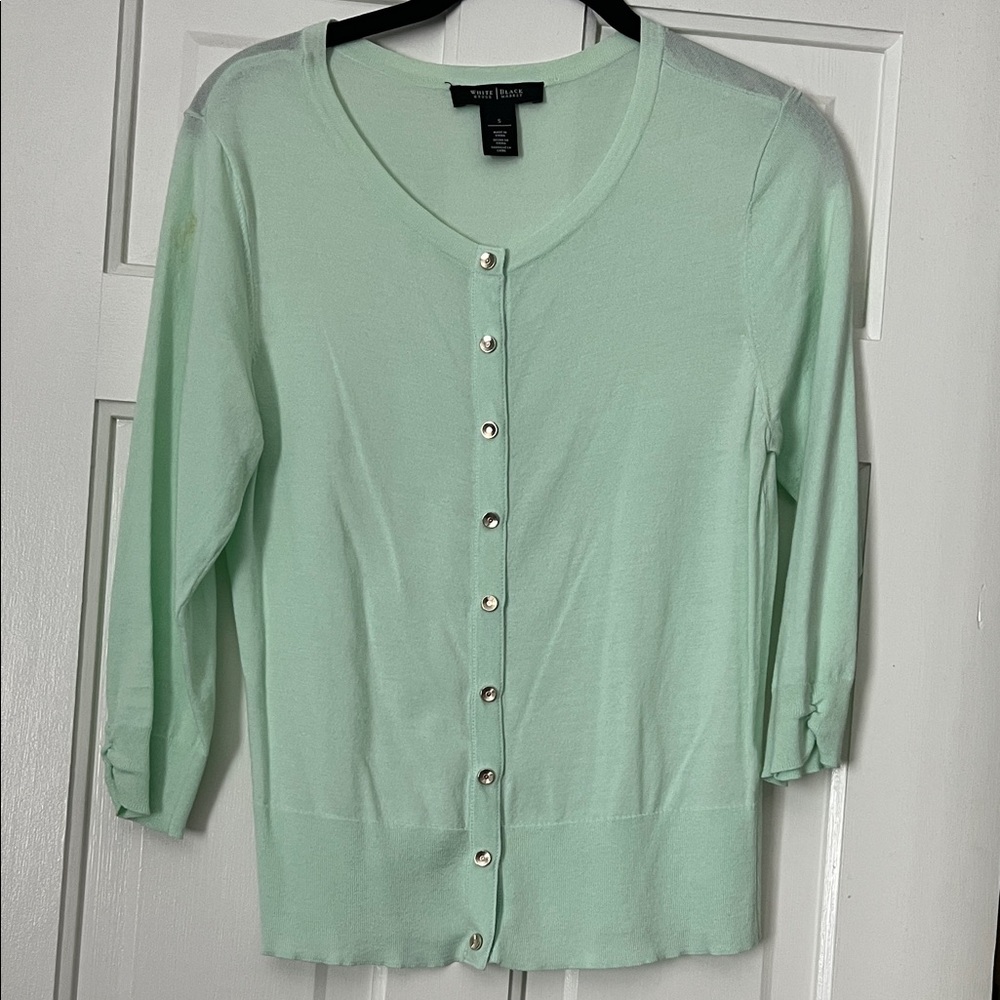 Knit Light Green Button-Up Sweater